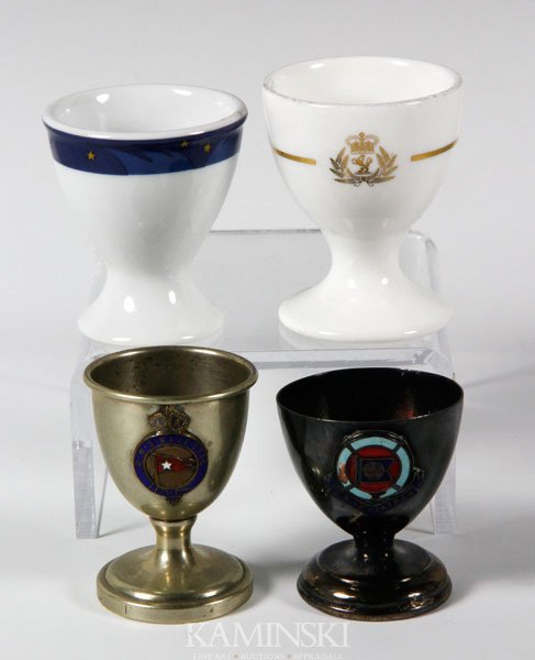 Collection of Eggcups: Collection of eggcups to include from Cunard, United States Lines, Leviathan, White Star Lines Majestic, largest 2 1/2"h.