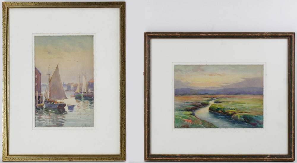 John Alfred Cook, Watercolors of Marsh and Sailboats (1 of 10)
