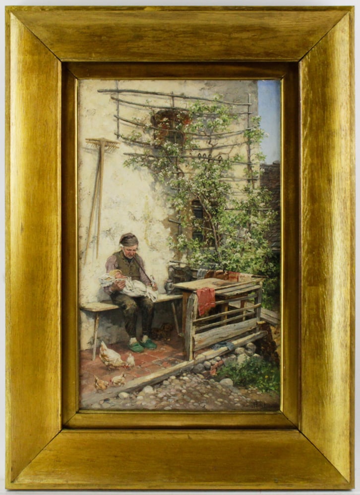 Hans Pock, Man Smoking Pipe and Holding Infant (1 of 8)