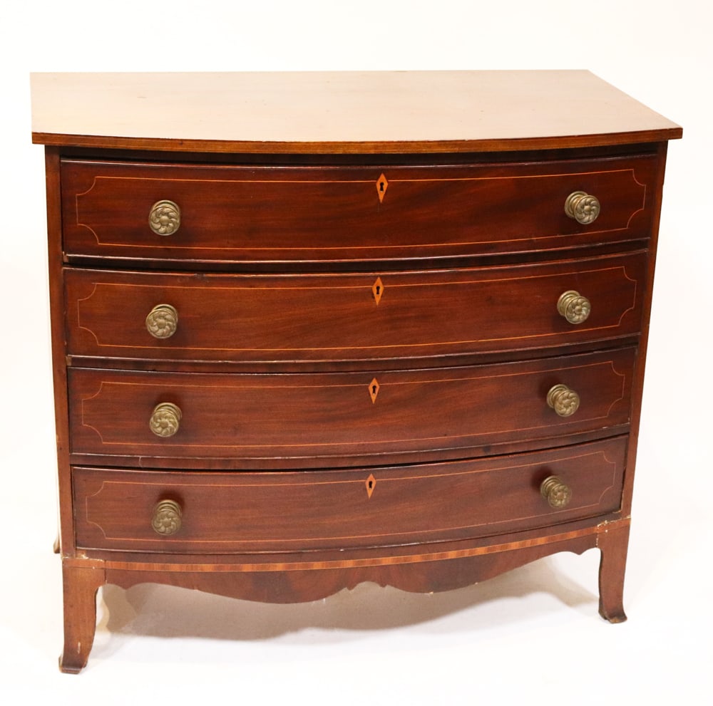 Very Early Inlaid Mahogany Bow-front Chest (1 of 8)