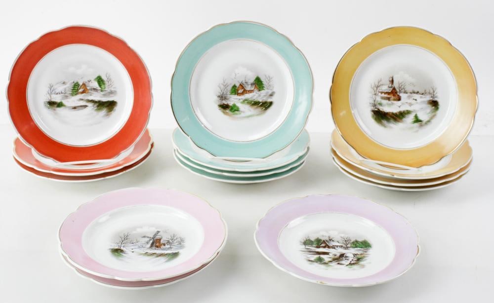 Paris Porcelain Plates with Winter Scenes (1 of 8)