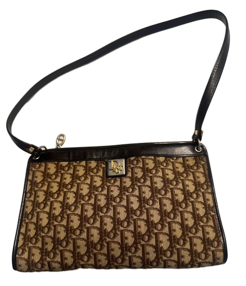 Christian Dior Trotter Brown Canvas Shoulder Bag (1 of 2)