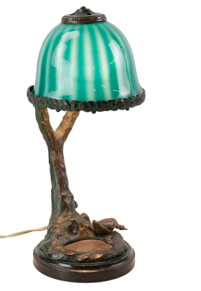 Bronze Figural Table Lamp with Cased Glass Shade (1 of 10)