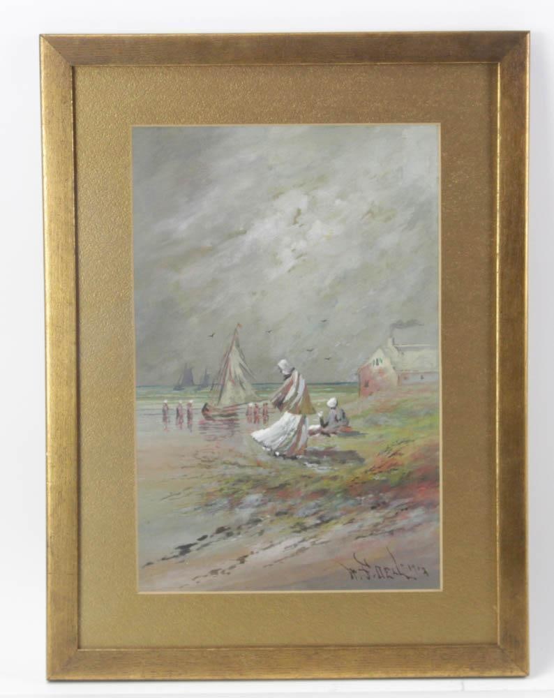 Dutch River View, Pastel, Signed W.F. Dell (1 of 8)