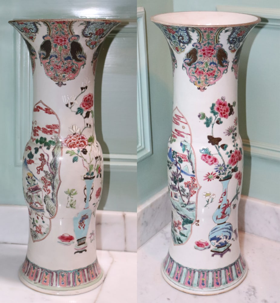 Pair of Late 18thC Chinese Famille Rose Vases (1 of 13)