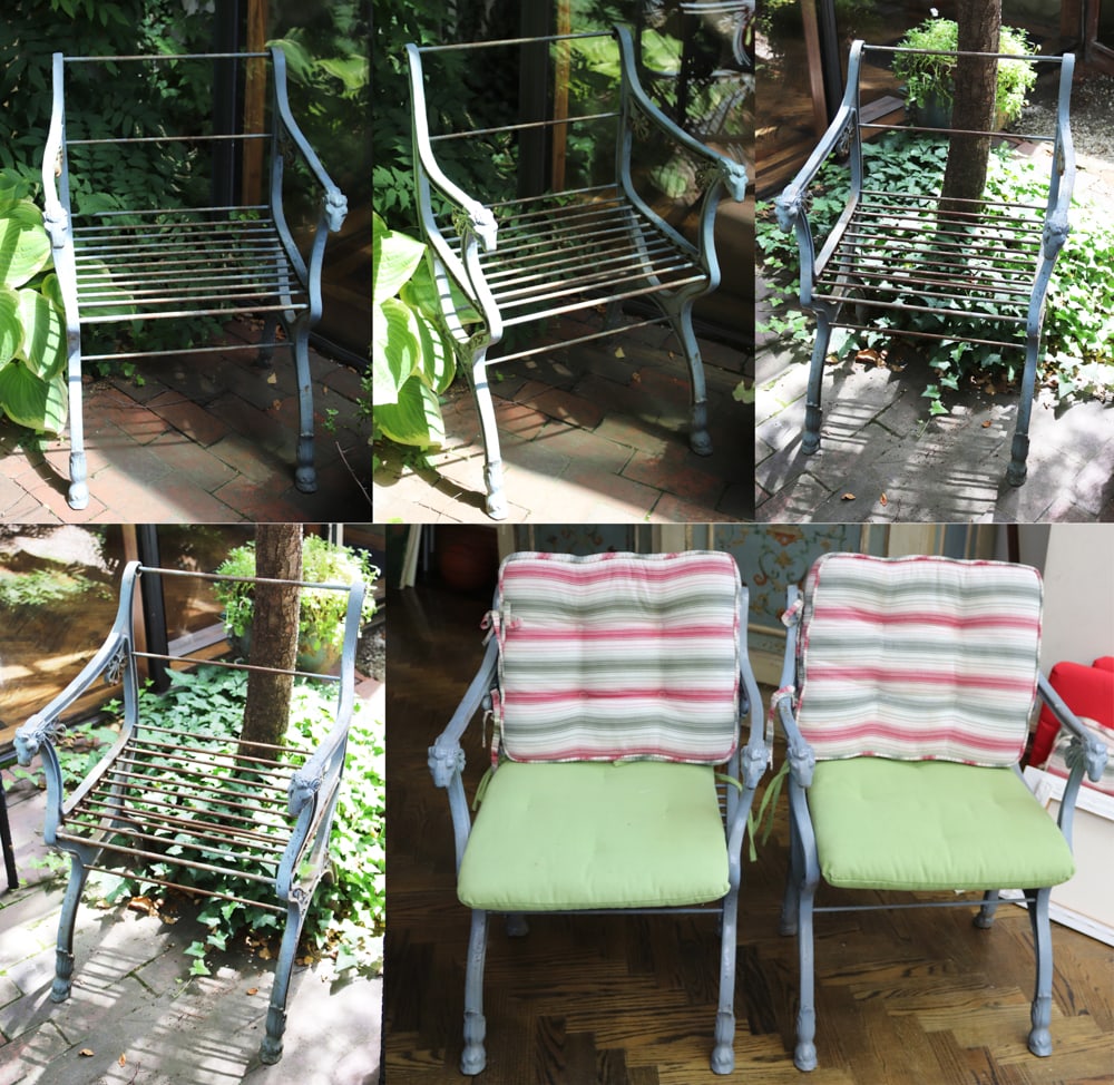 Antique French Set of Iron Chairs with Ram's Heads (1 of 10)