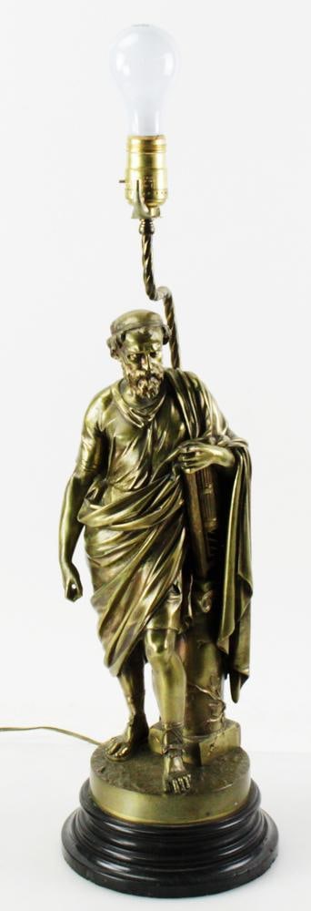 Antique Bronze Philosopher Sculpture Lamp (1 of 9)