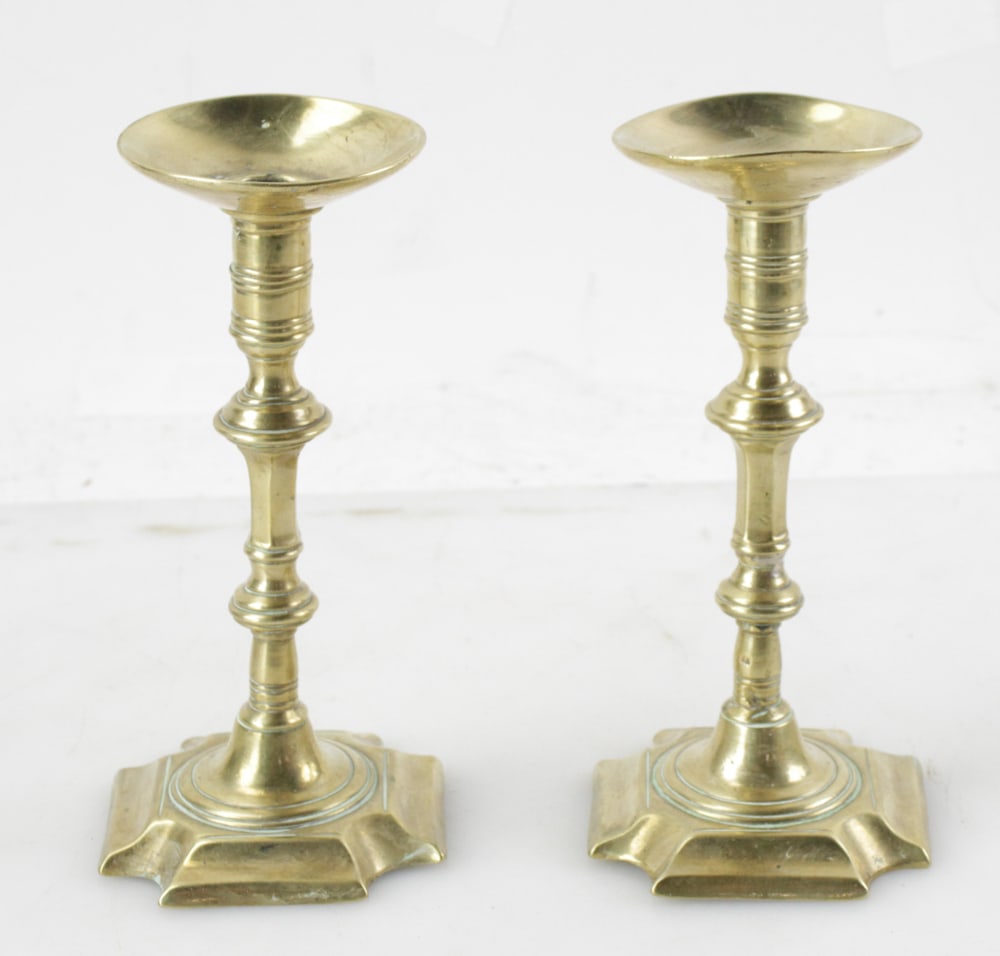 Pair of Early Brass Candlesticks (1 of 8)