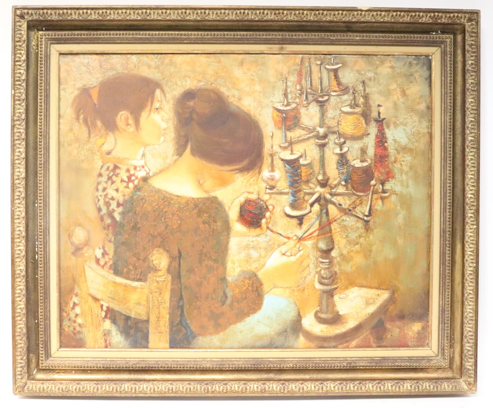 Young Girls Weaving Yarn (1 of 5)