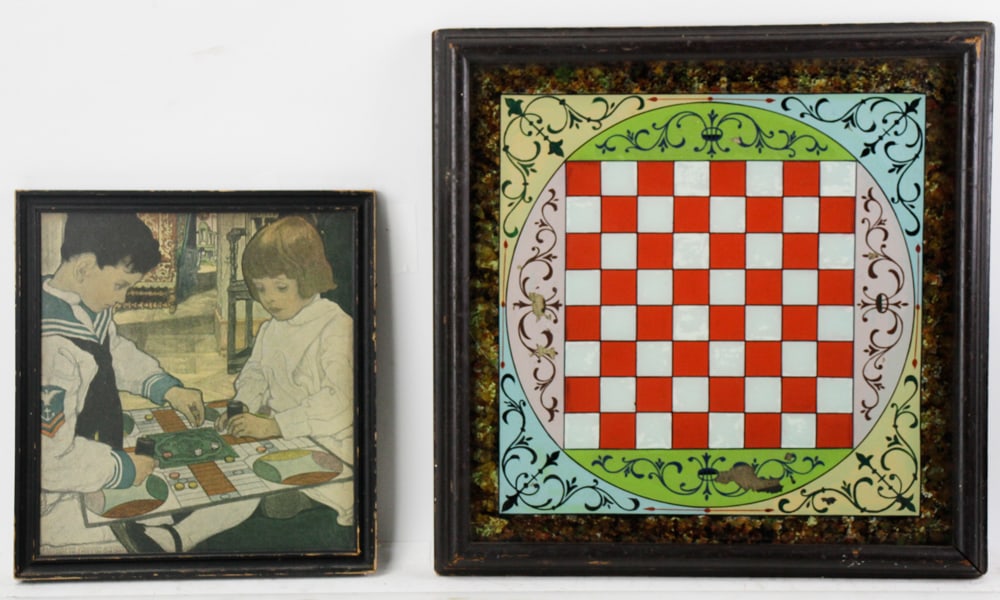 19thC Reverse Painted Checkerboard (1 of 7)