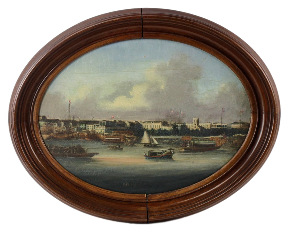 19thC China Trade Painting, The Hongs at Canton (1 of 8)