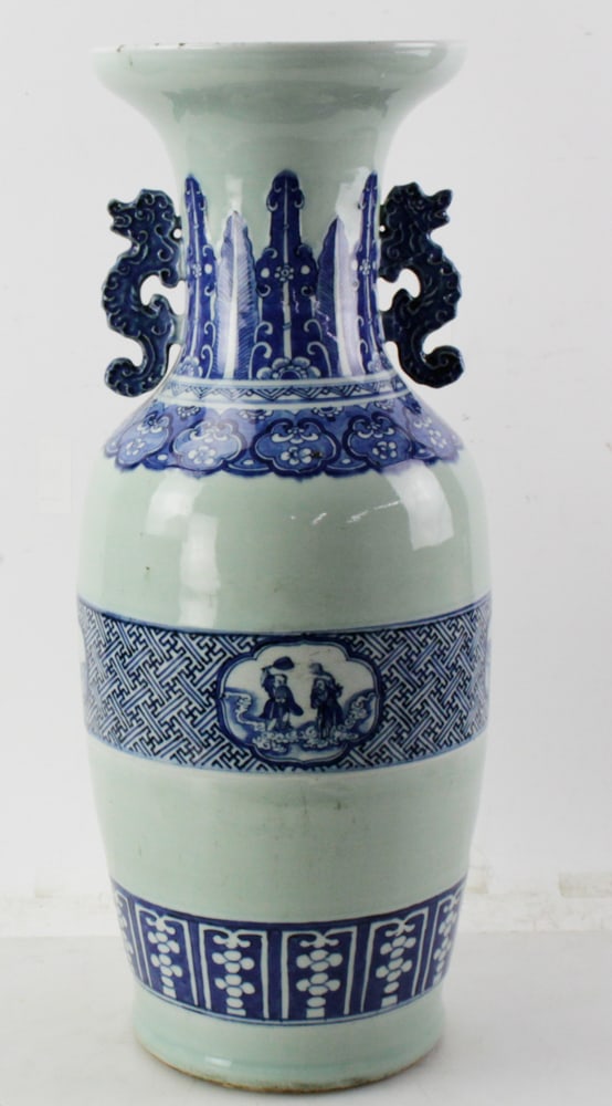 Antique Chinese Celadon and Blue Vase (1 of 13)