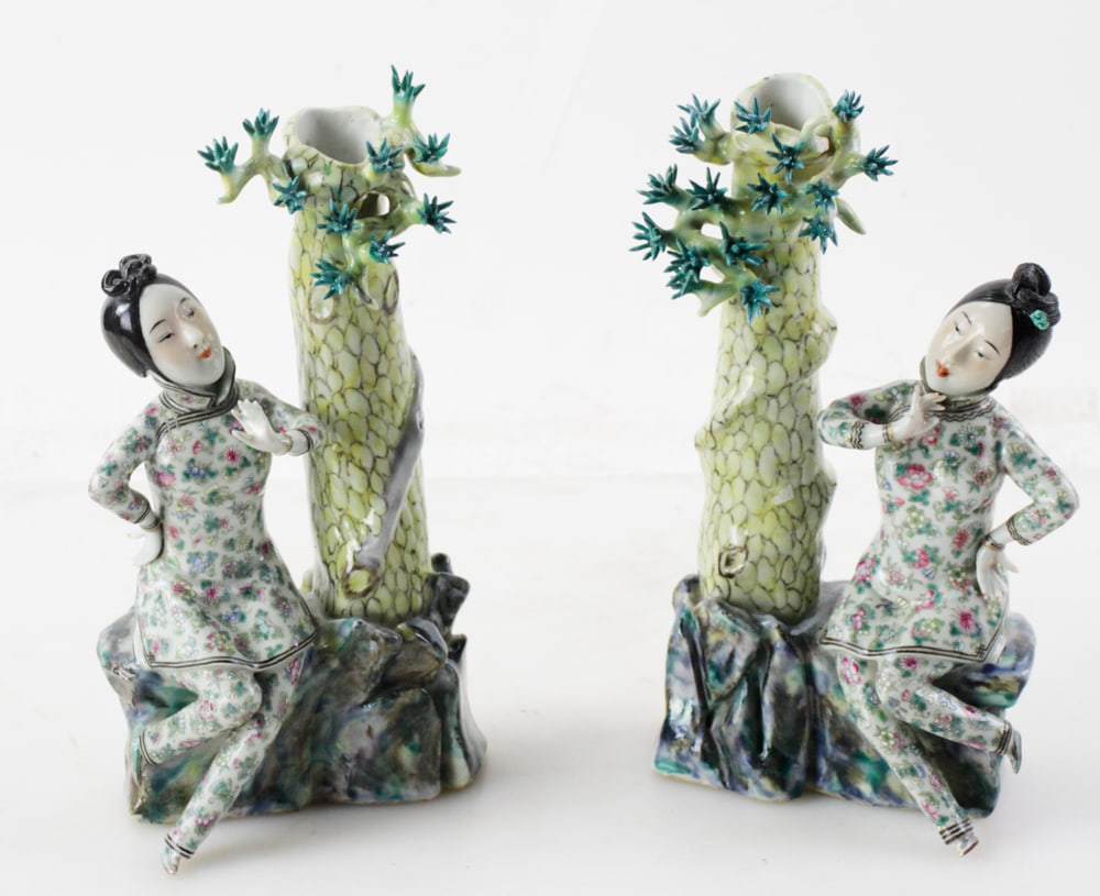 Pair of Chinese Figures Sitting Next to Trees (1 of 11)