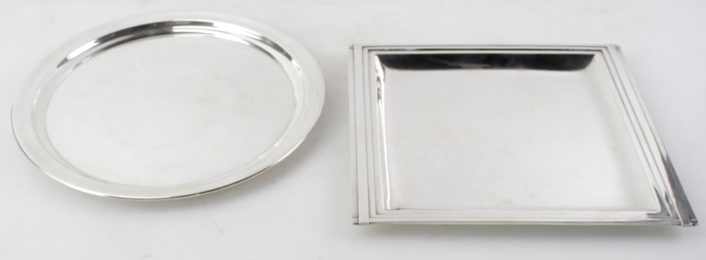 Sterling Reed & Barton Deco-style Tray, Round Tray (1 of 8)