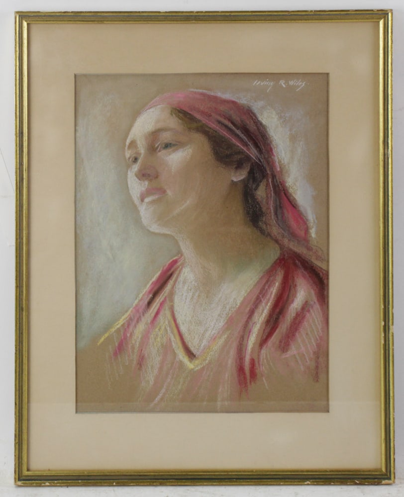 Irving Ramsey Wiles, Portrait of Young Girl, Pastel: Irving Ramsey Wiles, (American, 1861-1948), portrait of young girl, pastel, signed, 14" x 10 1/2", framed 20" x 15 1/2". Provenance: Hamilton, Massachusetts collection.