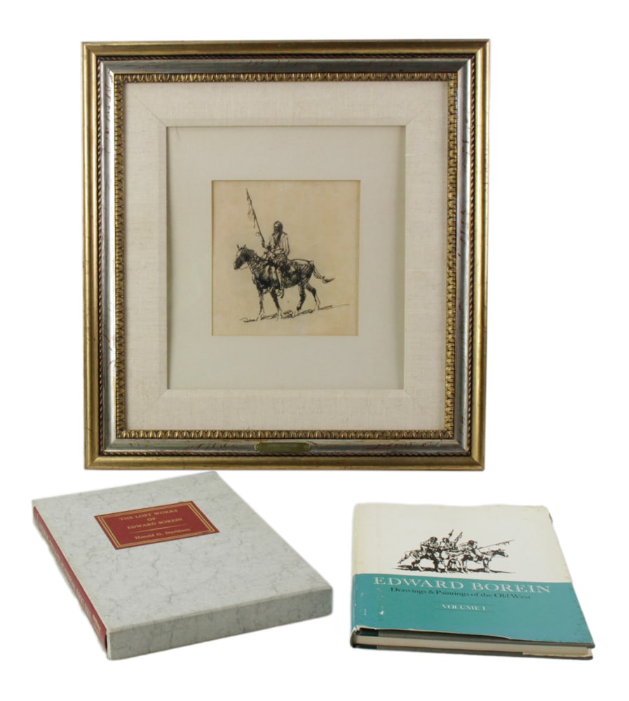 Edward Borein, Indian with Spear, Ink Drawing (1 of 20)