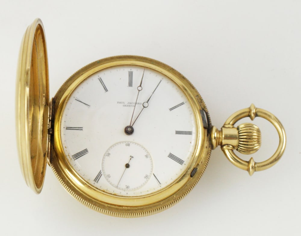 Paul Jaccard 18k Yellow Gold Hunter Case Pocket Watch (1 of 13)