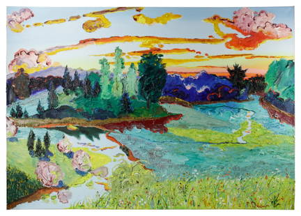 Peter Dean, Dovekill Creek, Oil on Canvas: Peter Dean (American, 1934-1993), "Dovekill Creek", oil on canvas, signed L/R, titled, dated 1979, and signed Peter Dean NYC verso, 40" x 56". Provenance: Formerly part of the Best Products Company, R