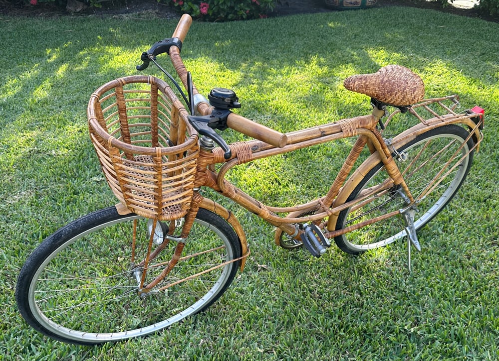 1960s Bamboo Outfitted Bicycle: 1960s bamboo outfitted bicycle. Provenance: Palm Beach, Florida estate.