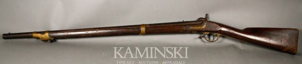 Civil War Musket and Sword: Civil War musket, marked E. Whitney 1848, and N. Haven 53" barrel; and Civil War presentation sword of Major Charles F. King, marked E. A. Armstrong, 40 3/4"l.