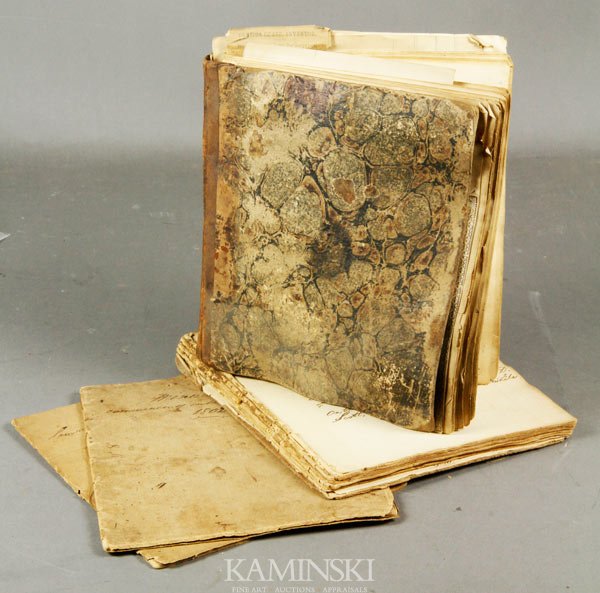 4 Journals from 1802: Lot of four journals form 1802, includes daily correspondence log and commentary on newspaper clippings, 7 1/2"h x 6"w (each).