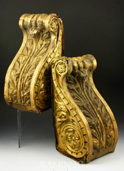 Pair of Brass Corbels: Pair of brass corbels, 15"h.