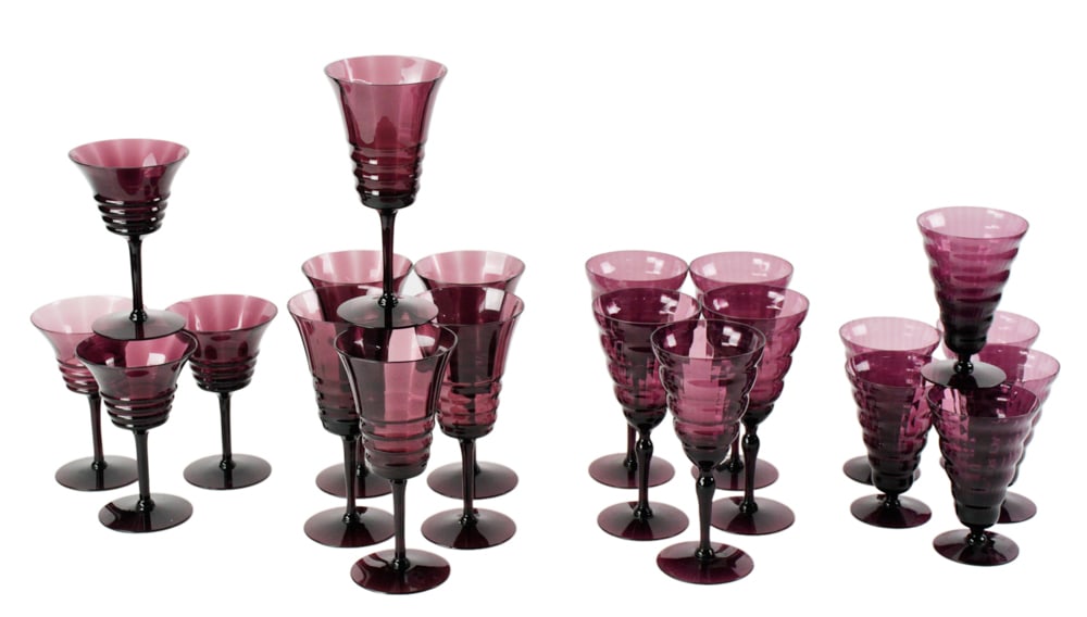 Art Deco Utility Glass Works Amethyst Glasses (1 of 11)