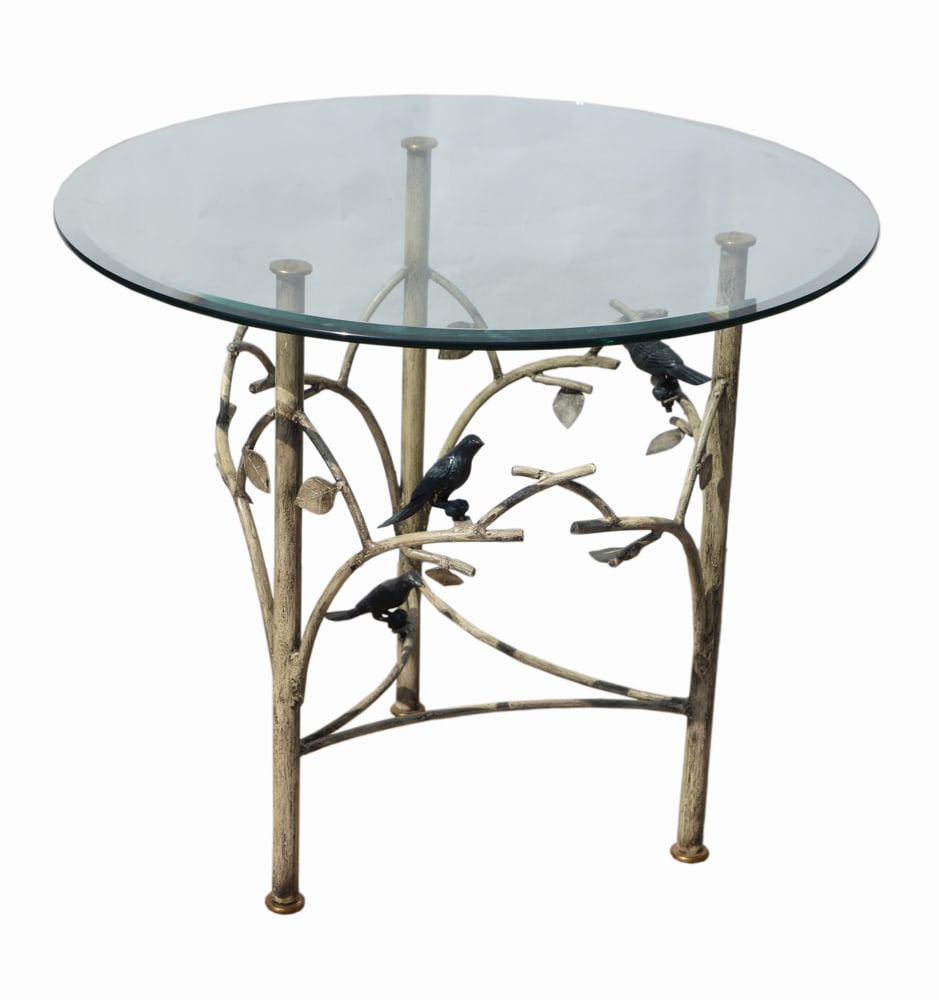 Giacometti-style Round Table with Birds and Leaves (1 of 6)