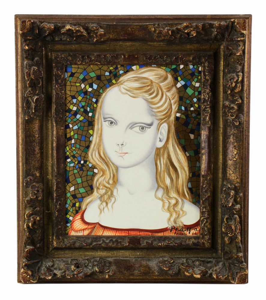 Foussa Itaya, Woman with Blonde Hair, Oil on Canvas: Foussa Itaya (Japanese, b.1919), woman with blonde hair, oil on canvas, signed L/R and dated Paris 66, oil on canvas, 10" x 9", framed 15" x 13". Provenance: Winchester, Massachusetts collection.
