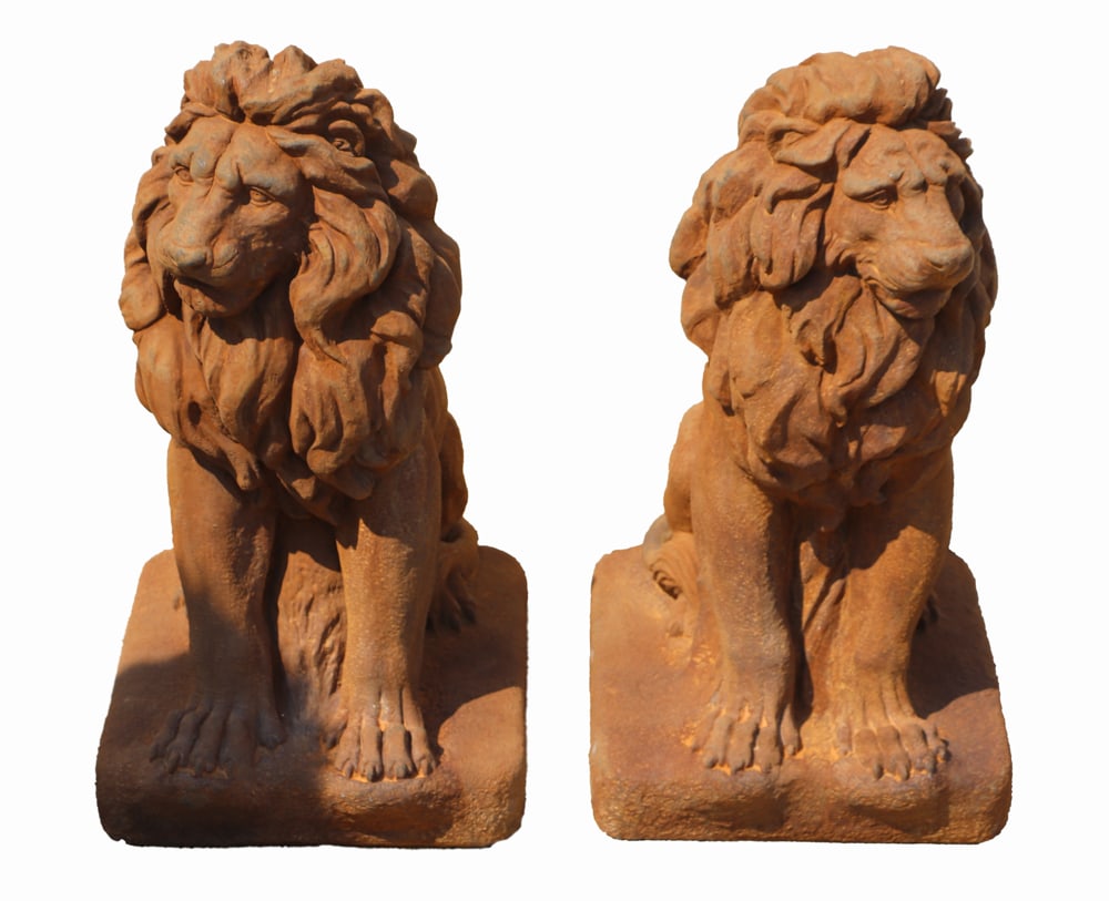 Pair of Stone Lion Garden Statues (1 of 9)