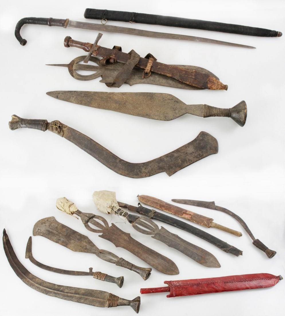 Antique African Machetes: Antique African machetes, lot of (14). Provenance: Palm Beach, Florida estate.