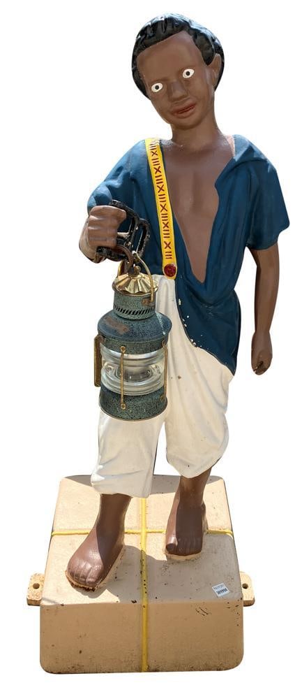 Antique Cast Iron Lawn Jockey on Cotton Bale (1 of 6)