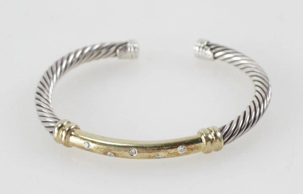 David Yurman 14k, Sterling and Diamond Bracelet (1 of 8)