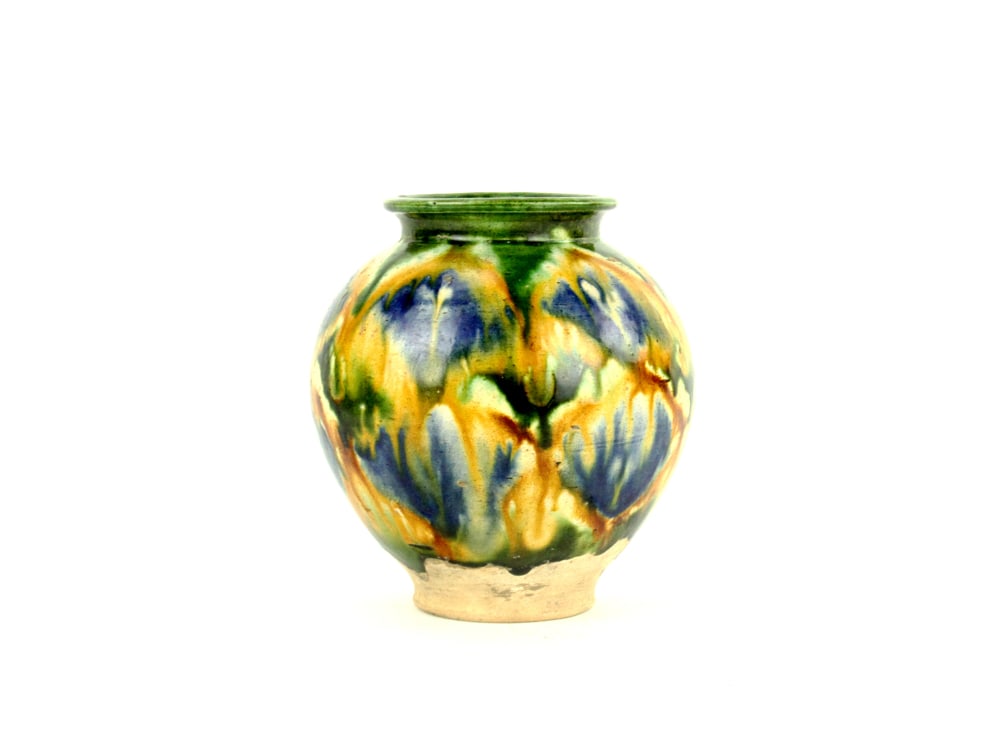 Chinese Sancai-glazed Blue-splashed Pottery Jar (1 of 5)