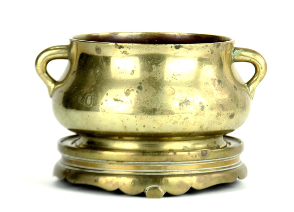Chinese Gilt on Bronze Censer and Stand (1 of 5)
