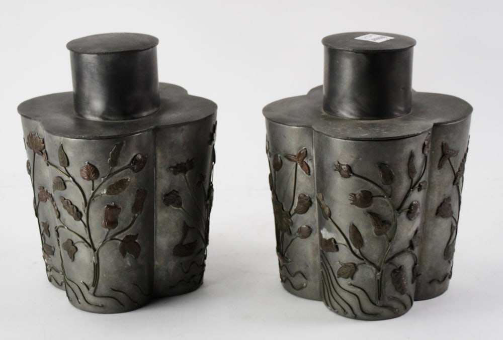 Pair of Chinese Pewter Jars (1 of 9)