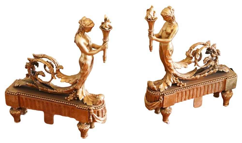 Exceptional Pair of 19thC French Chenets (1 of 7)