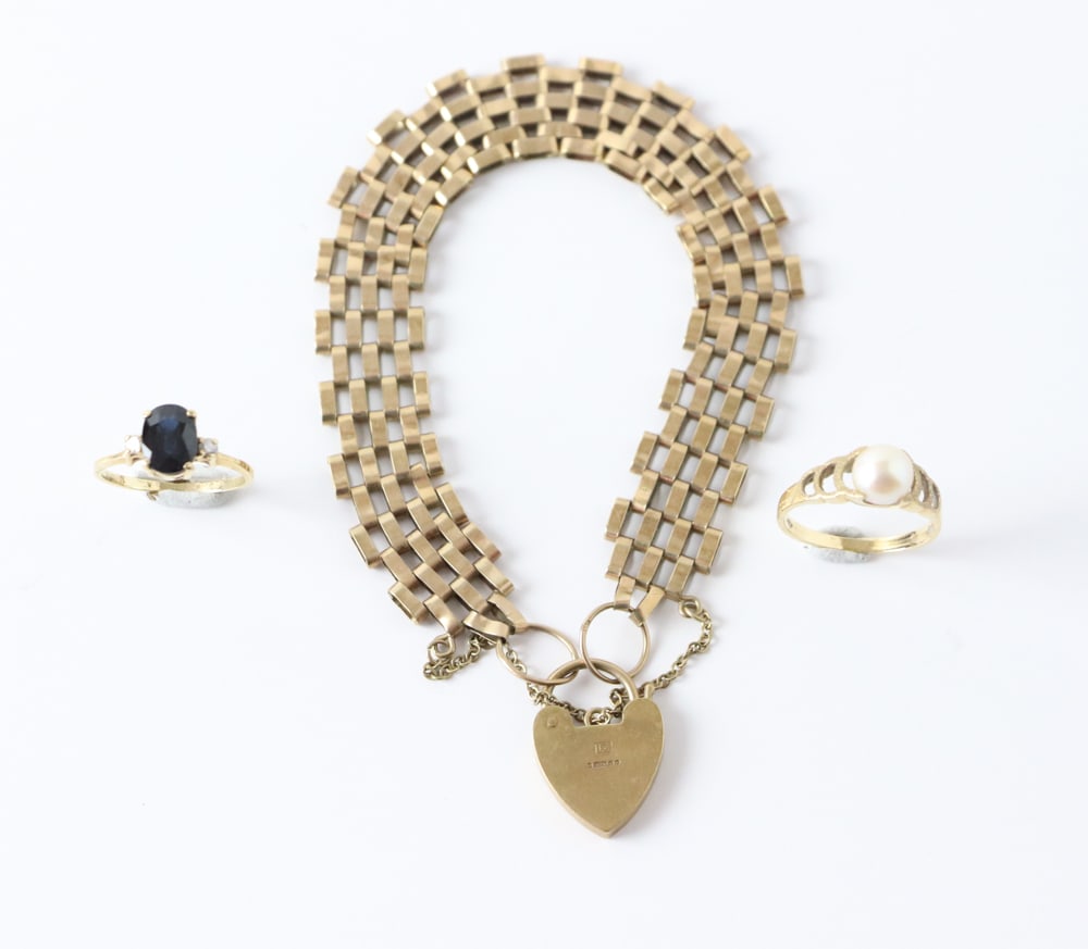 14k/9k Gold Jewelry Bracelet, Rings (1 of 9)