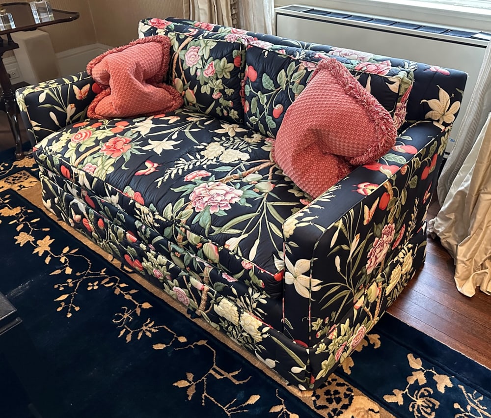 Quilted Chintz Floral Upholstered Loveseat (1 of 1)