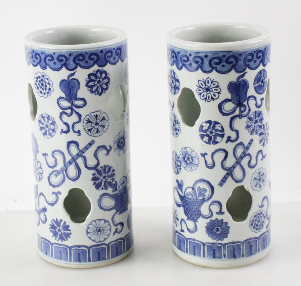 Pair of Chinese Hat Stand Vases (1 of 6)