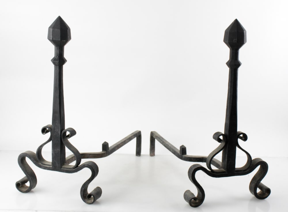 Early 20thC Hand-Forged Andirons (1 of 9)