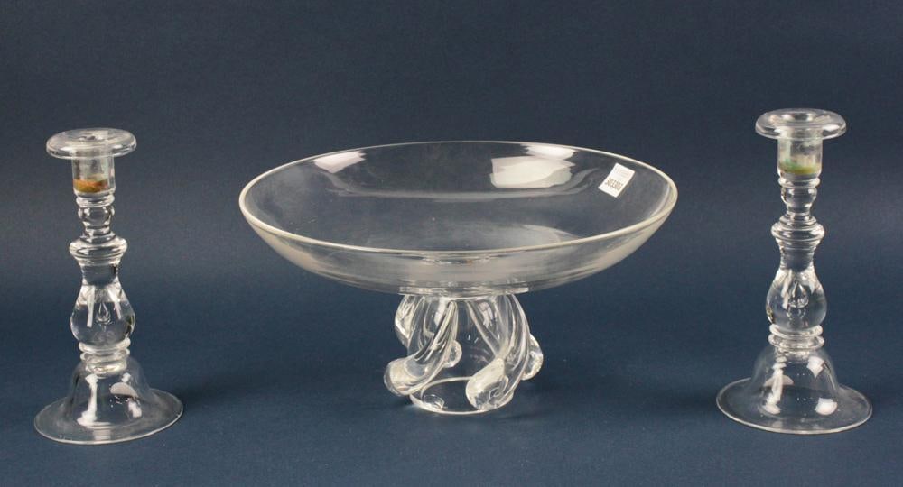 Steuben Bowl and Candlesticks (1 of 10)
