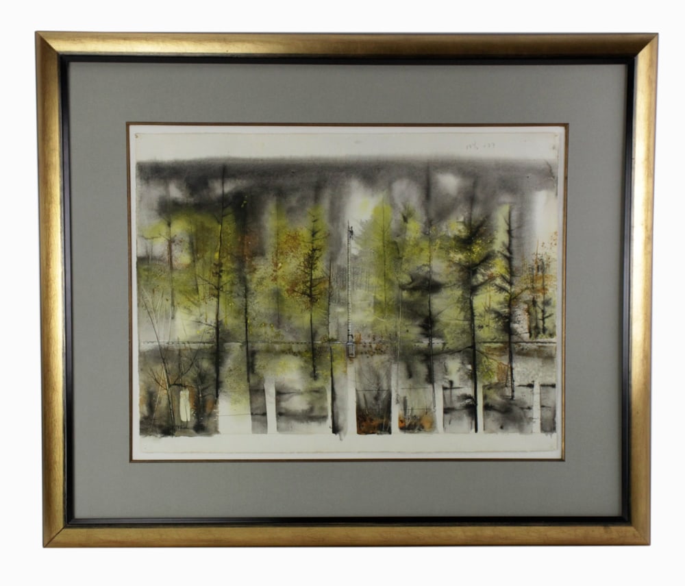 William Thon, Abstract Railroad Scene, Watercolor (1 of 10)