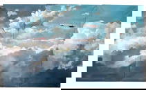 Eric Sloane, Learstar Jet in the Clouds, Oil on Canvas