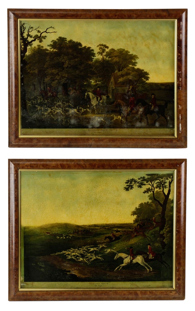 Two English Sporting Prints in Burlwood Frames (1 of 16)