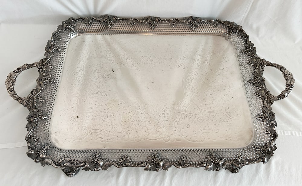 English Sheffield Footed Serving Tray (1 of 5)