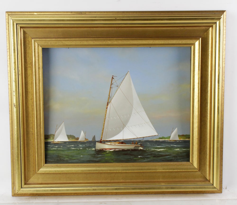 Vern Broe, Sailboats on Bay, Oil on Board (1 of 7)
