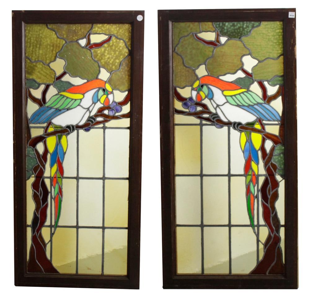 Two Stained Glass Windows of Parrots (1 of 8)
