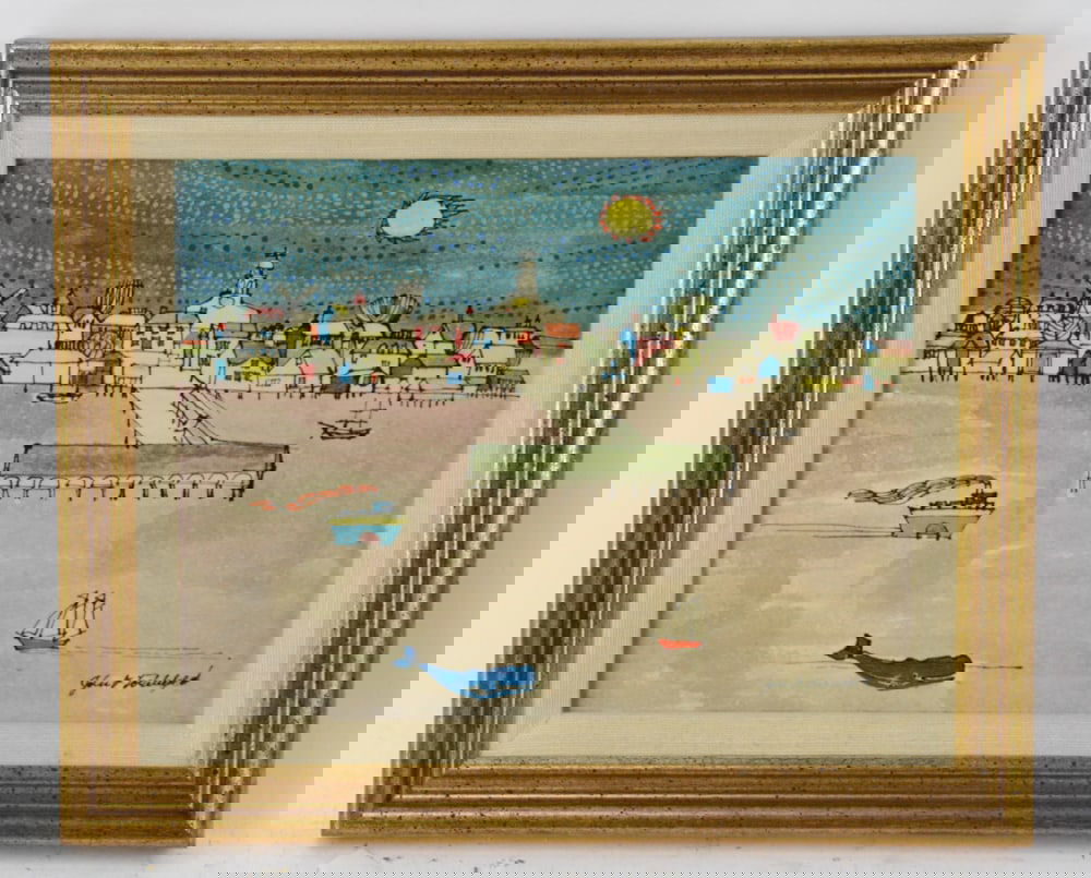 John Lochtefeld, The Pier, Colored Woodcut (1 of 7)