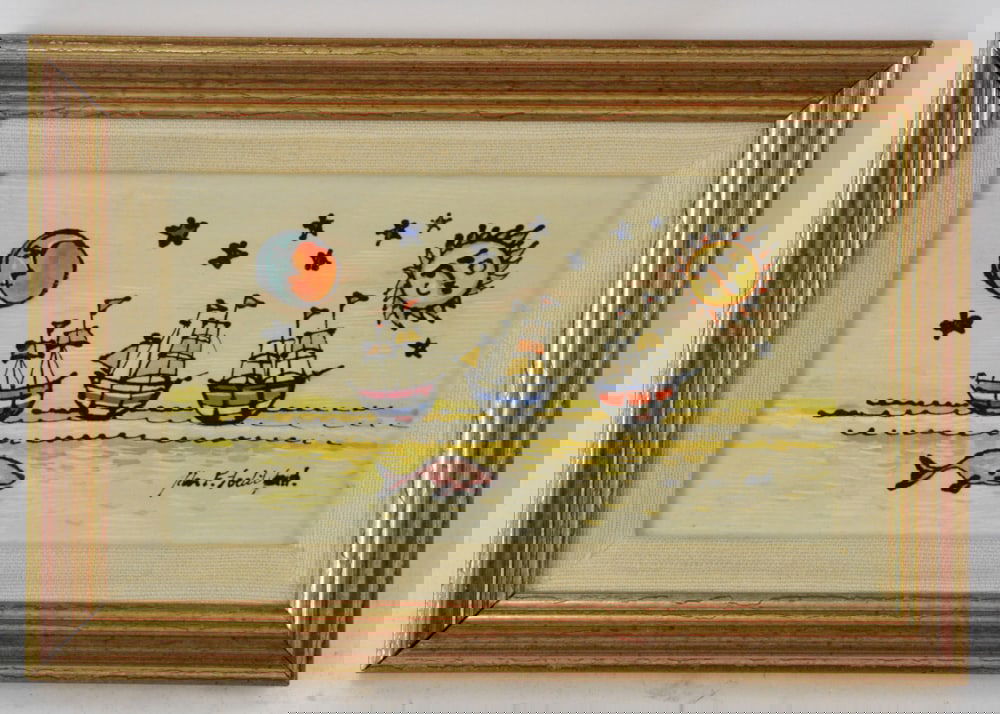 John Lochtefeld, Sailboats, Colored Woodcut (1 of 7)